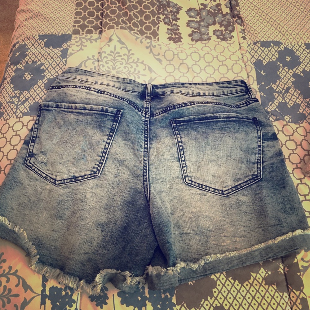 Ripped jean shorts